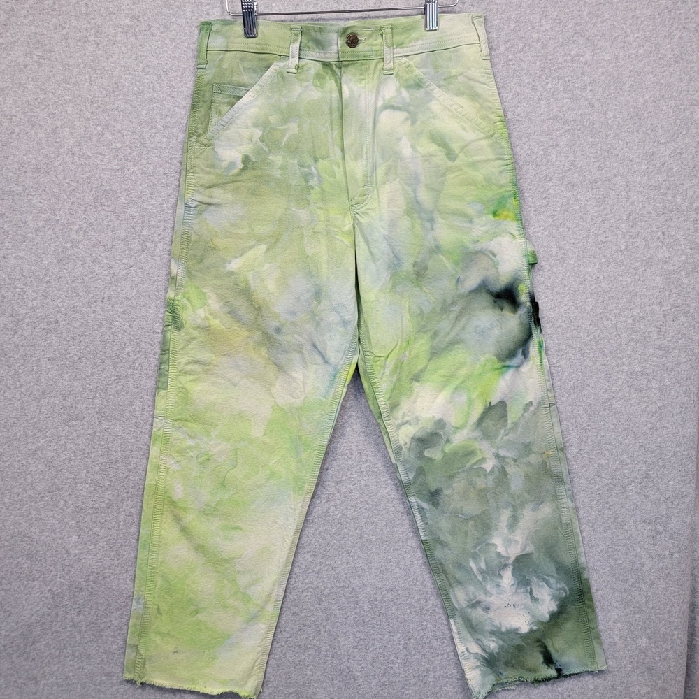 STAN RAY Vintage Painter Pants Canvas Green Tie Dye Waist Sz 30 USA Made Artwear